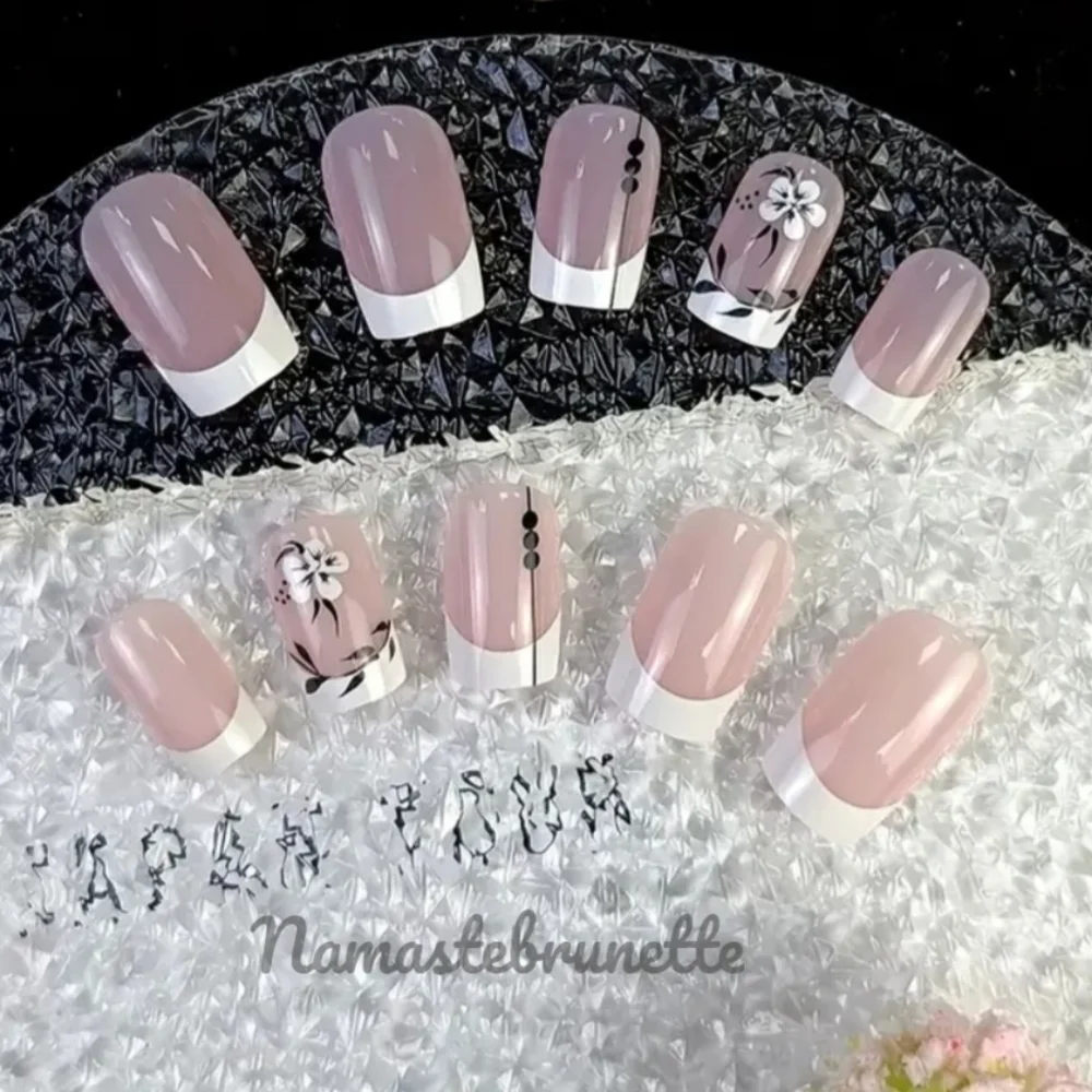 2/$16 Floral French Manicure Press On Nails